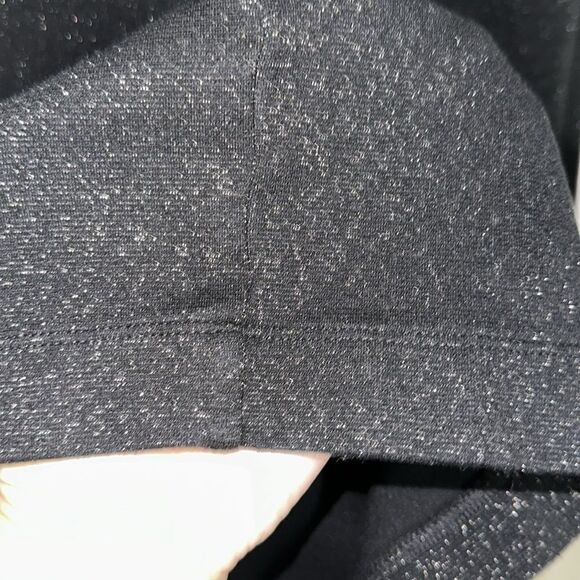 LOFT XL Black Silver Shimmery Metallic Ponte Knit Wide Leg Pull on Crop Pants - Picture 5 of 8